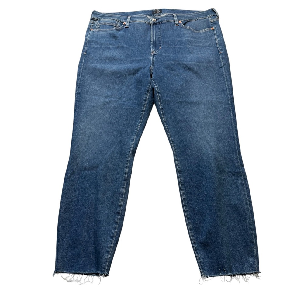 CITIZENS OF HUMANITY Rocket Ankle Plus Blue Raw Hem Women's 18W Dedicate Denim